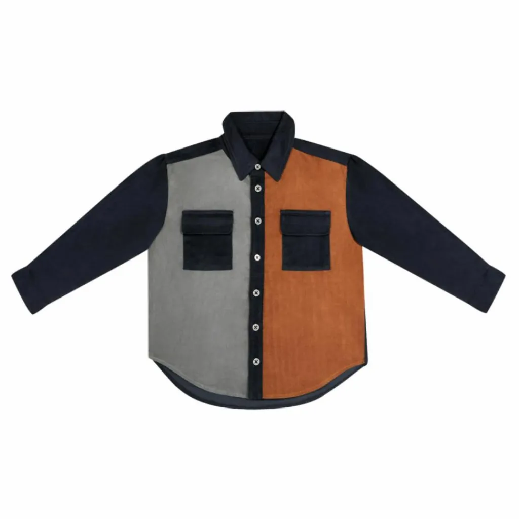 the new society Chemise Patchwork Lois Coton Bio | Bleu marine Hot