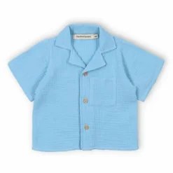 the new society Chemise Spyros Gaze de Coton | Bleu ciel Sale