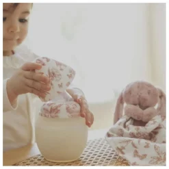 Elhée Coffret biberon en silicone médical et doudou lange Augustin le lapin Toile de Jouy - x Tartine et Chocolat | Rose pêche Discount