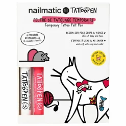 Enfant Nailmatic Kids Coffret duo Tattoopen & Pochoir Réutilisable Cat x AMI IMAGINAIRE
