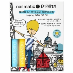 Sale Nailmatic Kids Coffret duo Tattoopen & Pochoir Réutilisable Paris x JO LITTLE Non teinté