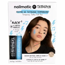 Enfant Nailmatic Kids Coffret Kit duo feutre de tatouage Tattoopen Rock