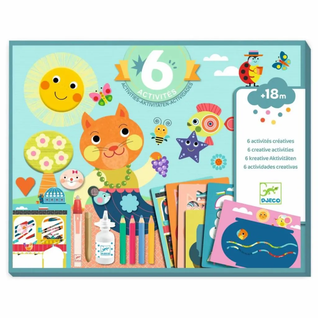 Discount Djeco Coffret multi-activités Chat et ses amis Multicolore