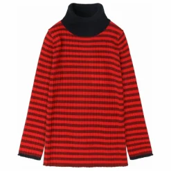 Best FUB Col Roulé Rayé Laine de Mérinos | Rouge