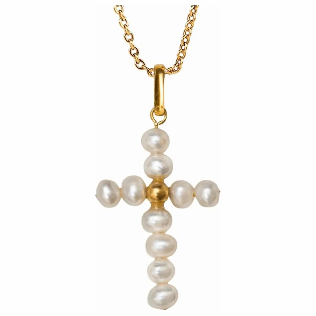 Alhaja Collier Pearly Cross | Blanc