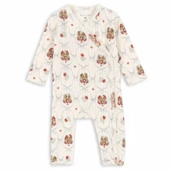 Hot Konges Sløjd Combinaison Cache Cœur Minnie Chiens Pointelle Coton Bio | Ecru