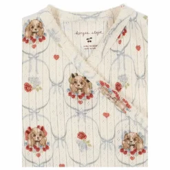 Hot Konges Sløjd Combinaison Cache Cœur Minnie Chiens Pointelle Coton Bio | Ecru