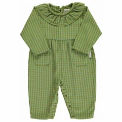 Clearance Piupiuchick Combinaison Col Carreaux Coton Bio | Vert