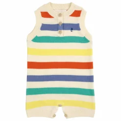 Sale Bobo Choses Combishort Rayure Maille Coton Bio | Ecru