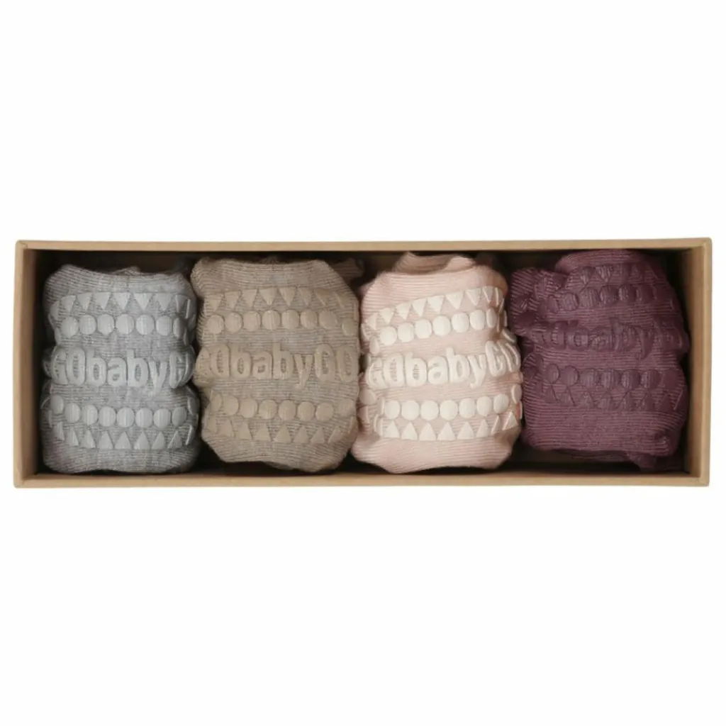 GOBABYGO Combo Box 4 Chaussettes Antidérapantes Bamboo | Rose