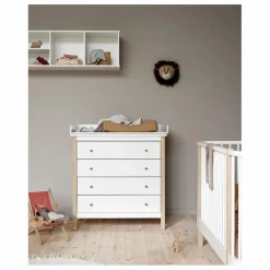 Clearance Oliver Furniture Commode à langer en chêne Wood | Blanc