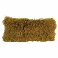 Clearance Maison de Vacances Coussin basic en peau de chèvre du Tibet | Ocre