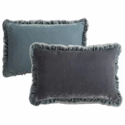 Le Monde Sauvage Coussin en velours de soie Séraphine | Bleu New