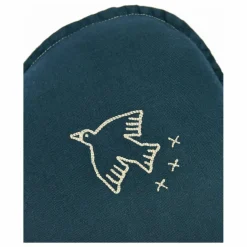 Nobodinoz Coussin Nuage avec broderie Oiseau - Lin Français | Bleu nuit Sale