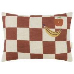 Nobodinoz Coussin rectangulaire Fruits Vibes - Lin Français | Camel Discount