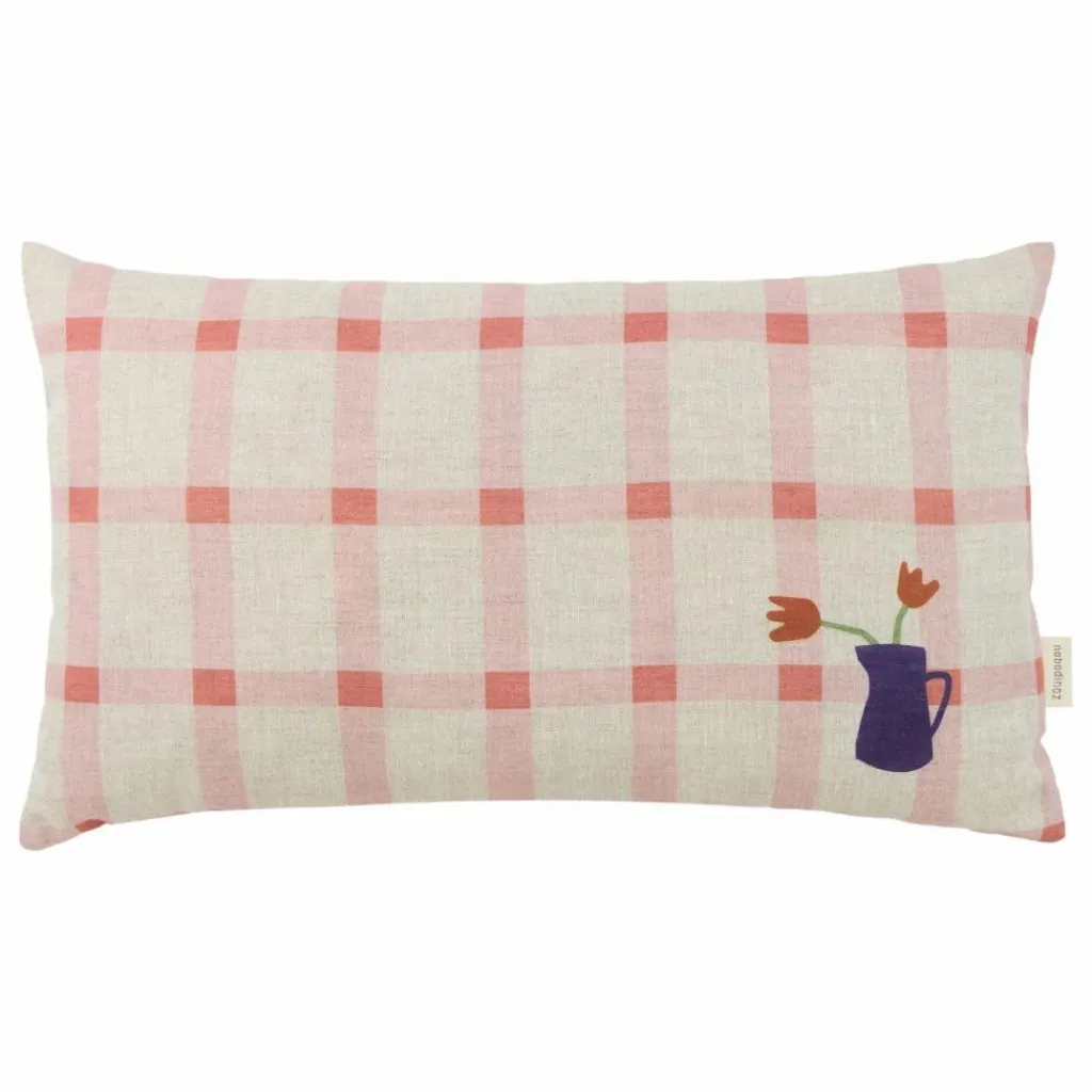 New Nobodinoz Coussin rectangulaire Tulipe Vibes - Lin Français | Rose