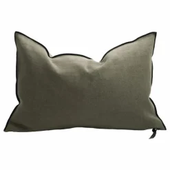 Maison de Vacances Coussins|Coussin Vice Versa Black Line en lin stone washed |