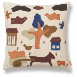 Online Ferm Living Kids Coussin Village | Blanc cassé