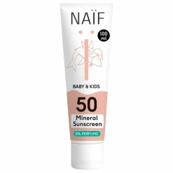 New Naïf Natural Skincare Crème solaire bébé et enfant sans parfum SPF50 - 100 ml Non teinté
