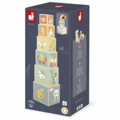 Janod Cubes à empiler Pure Multicolore Hot