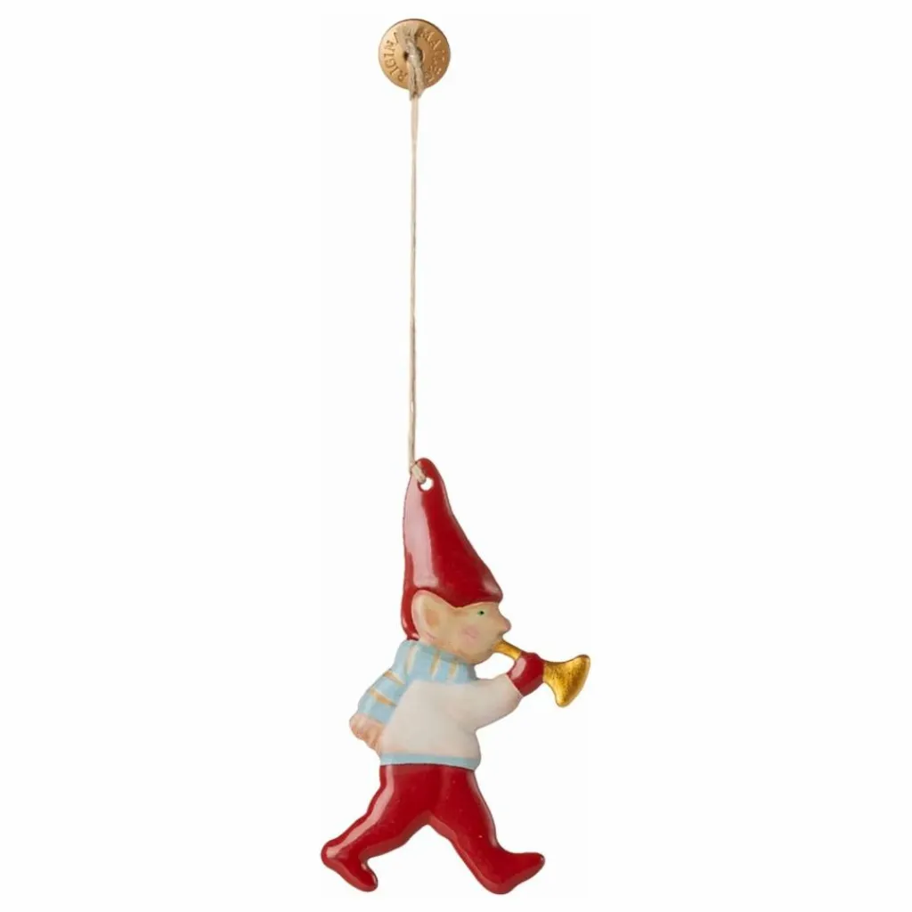Maileg Décoration de Noël Lutin Pixy et sa trompette Multicolore New
