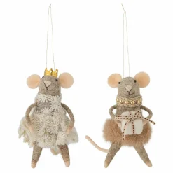 Bloomingville Décoration souris à suspendre en laine Peo - Set de 2 | Marron New