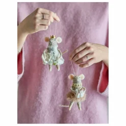 Bloomingville Décoration souris à suspendre en laine Peo - Set de 2 | Marron New