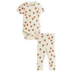 Mini Rodini Ensemble Body et Legging Cœurs Coton Bio | Ecru Clearance