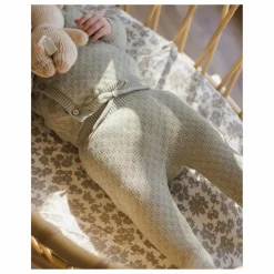 Quincy Mae Ensemble Gilet Pantalon et Béguin Maille Coton Bio | Bleu gris Discount