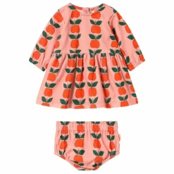 Tinycottons Ensemble Robe et Bloomer Pommes Velours Côtelé | Rose Clearance