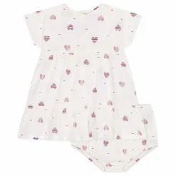 Sale Petit Bateau Ensemble Robe et Bloomer Barka Coton Bio | Crème