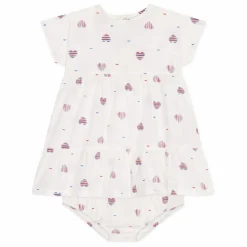 Sale Petit Bateau Ensemble Robe et Bloomer Barka Coton Bio | Crème