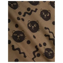Mini Rodini Ensemble Sweat et Jogger Squiggly Cat Coton Bio | Brun Hot