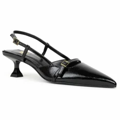 Bobbies Escarpins Reem Cuir Verni Froissé | Noir Outlet