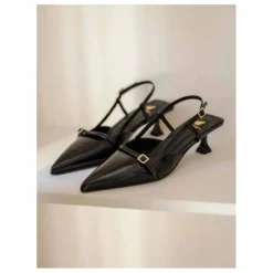 Bobbies Escarpins Reem Cuir Verni Froissé | Noir Outlet