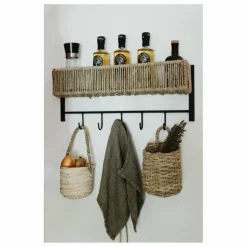 Cosydar Meubles De Rangement|Etagère en métal et feuille de palmier |