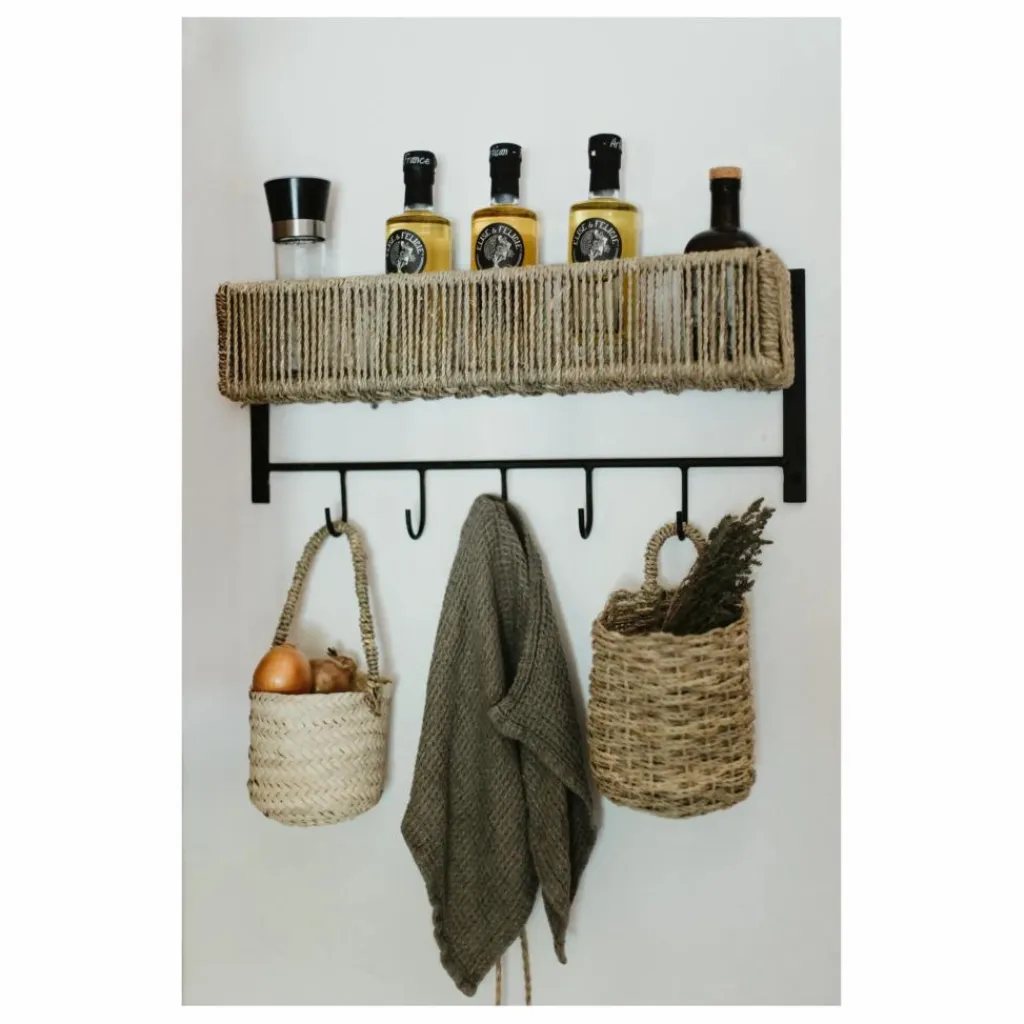 Cosydar Meubles De Rangement|Etagère en métal et feuille de palmier |