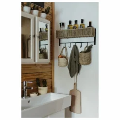 Cosydar Meubles De Rangement|Etagère en métal et feuille de palmier |