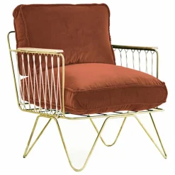 Honoré Fauteuil Croisette doré mat epoxy, velours |