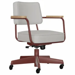 Vitra Fauteuil de bureau Direction Pivotant, piètement japonese red - Jean Prouvé |