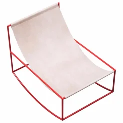 Valerie Objects Fauteuil en cuir Rocking Chair Rouge