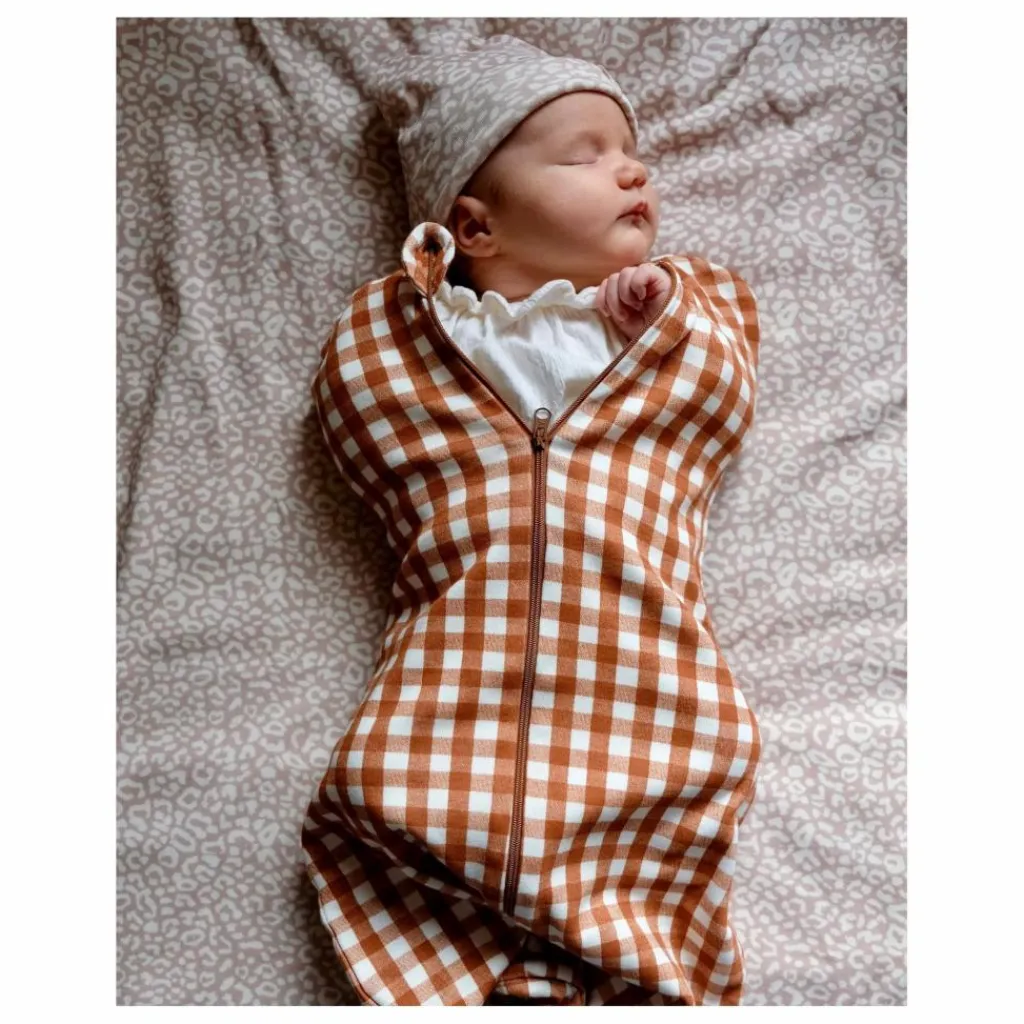 Hot Tante Reine Gigoteuse d'emmaillotage en coton bio Vichy | Caramel