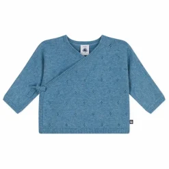 Petit Bateau Gilet Cache-Cœur Pointelle Laine | Bleu ciel Sale