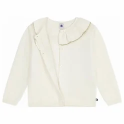 New Petit Bateau Gilet Col Pailleté Laine | Ecru