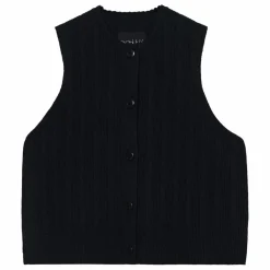 New Cordera Gilet Sans Manches Côtelé Laine Mérinos Extra Fine | Noir