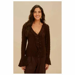 Farm Rio Gilet Volants Tricots | Marron Clearance