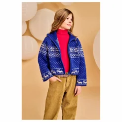 AO76 Gilet Zippé Bo Laine | Bleu