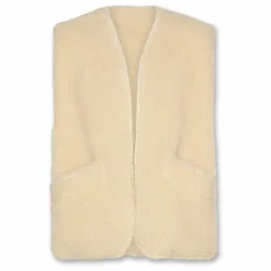 AO76 Gilets Sans Manches Réversible Façon Sherpa Jambo | Beige New