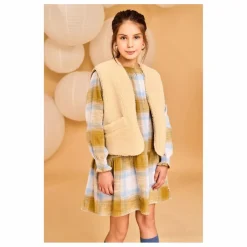 AO76 Gilets Sans Manches Réversible Façon Sherpa Jambo | Beige New