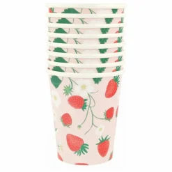 Meri Meri Gobelets Fraise - Set de 8 Rose Discount